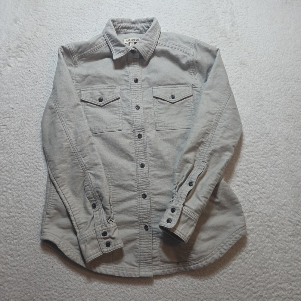 Toad‎ & Co Button Up Canvas Jacket Women's Size Small Tan Long Sleeve Organic